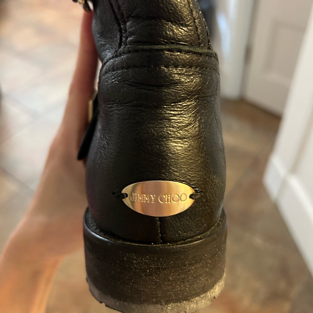 Jimmy Choo Youth Black Buckle Moto Boots Sz 37 - Picture 3 of 3